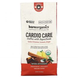 BareOrganics, Cardio Care, кофе с суперфудами, молотый, средней обжарки, 283 г (10 унций)