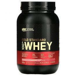 Optimum Nutrition, 100% сыворотка, золотой стандарт, вкусная клубника, 2 фунта (909 г)