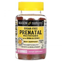 Mason Natural, Prenatal Multivitamin with DHA & Zinc, Sugar-Free, Banana Orange, 60 Gummies