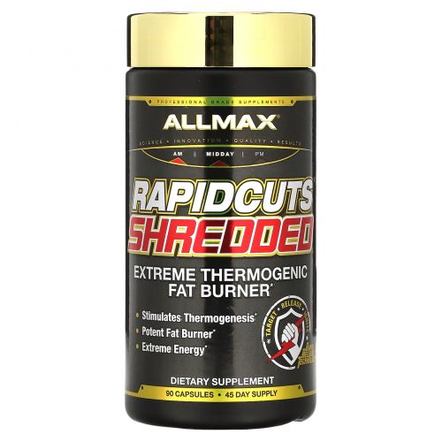 ALLMAX, Rapidcuts Shredded, настоящий сжигатель жира все-в-одном, 90 капсул