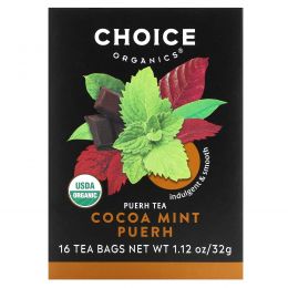 Choice Organic Teas, Puerh Tea, Cocoa Mint Puerh, 16 Tea Bags, 1.12 oz (32 g)