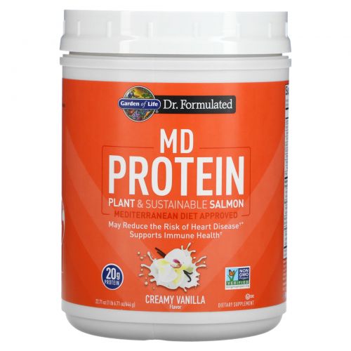 Garden of Life, MD Protein, растительный и экологически чистый лосось, сливочная ваниль, 644 г (22,71 унции)