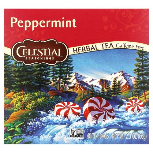 Celestial Seasonings, травяной чай, перечная мята, без кофеина, 40 чайных пакетиков, 66 г (2,3 унции)