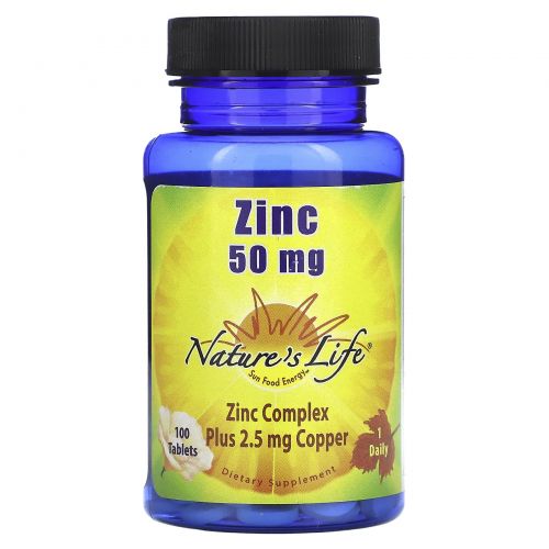 Nature's Life, цинк, 50 мг, 100 таблеток