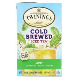 Twinings, Чай холодной заварки, зеленый чай с мятой, 20 пакетиков, 1,41 унции (40 г)