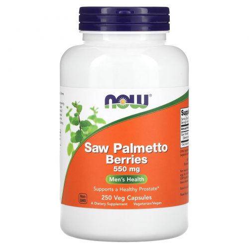 Now Foods, Ягоды пальмы сереноа Saw Palmetto Berries, 550 мг, 250 вегетарианских капсул