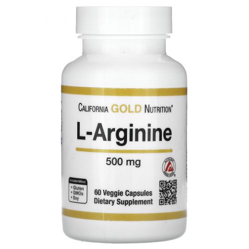 California Gold Nutrition, L-аргинин, AjiPure, 500 мг, 60 растительных капсул