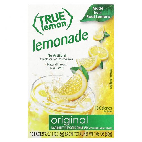 True Citrus Company, True Lemon, Настоящий лимонад, 10 пакетов, 1,06 унц. (30 г)