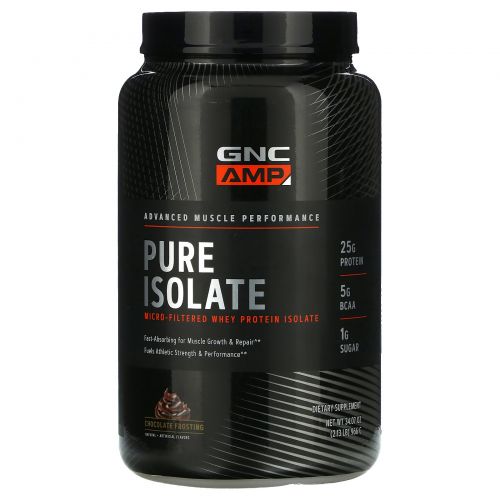 GNC, Pure Isolate, Micro-Filtered Whey Protein Isolate, Chocolate Frosting, 2.13 lb (966 g)