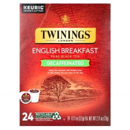 Twinings, Чистый черный чай, английский завтрак, без кофеина, 24 капсулы, по 3,2 г (0,11 унции)