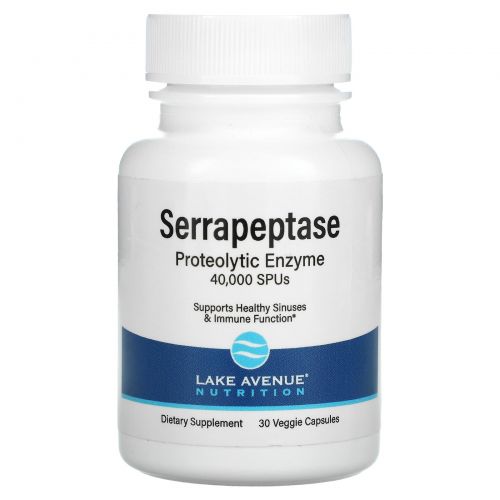 Lake Avenue Nutrition, Serrapeptase, Proteolytic Enzyme, 40,000 SPUs, 30 Veggie Capsules