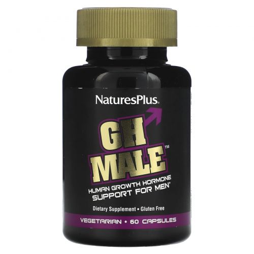 NaturesPlus, GH Male, поддержка гормонов роста человека для мужчин, 60 вегетарианских капсул