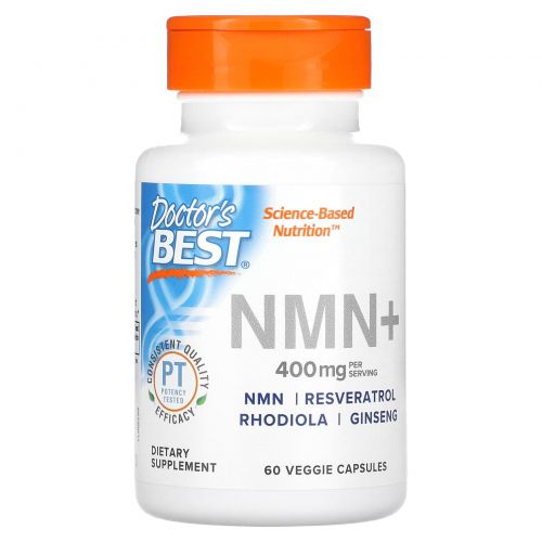 Doctor's Best, NMN +, 200 мг, 60 растительных капсул