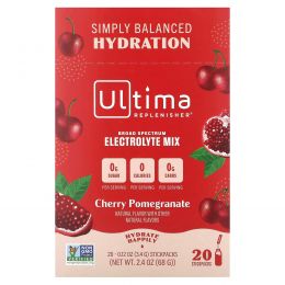 Ultima Health Products, "Предельный восполнитель", порошок электролитов со вкусом вишни и граната, 20 пакетиков, 0,12 унции (3,4 г)