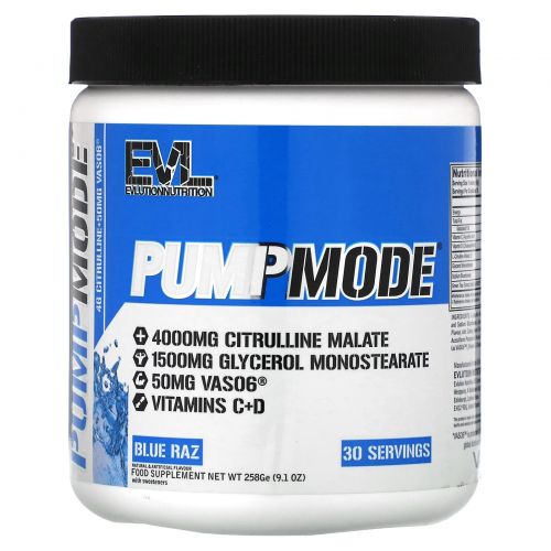 EVLution Nutrition, PumpMode, Blue Raz, 258 г (9,1 унции)