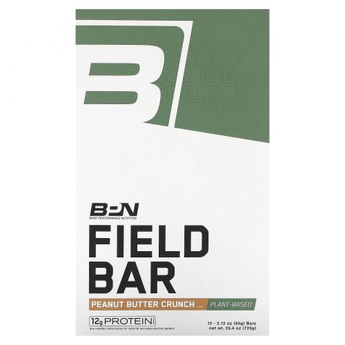 Bare Performance Nutrition, Field Bar, батончик с арахисовой пастой, 12 батончиков по 60 г (2,12 унции)