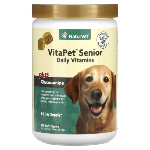 NaturVet, VitaPet Senior Daily Vitamins, Plus Glucosamine, 120 Soft Chews, 12.6 oz (360 g)