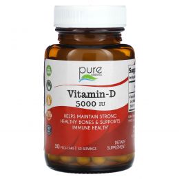 Pure Essence, Vitamin-D, 5000 IU, 30 Vegi-Caps