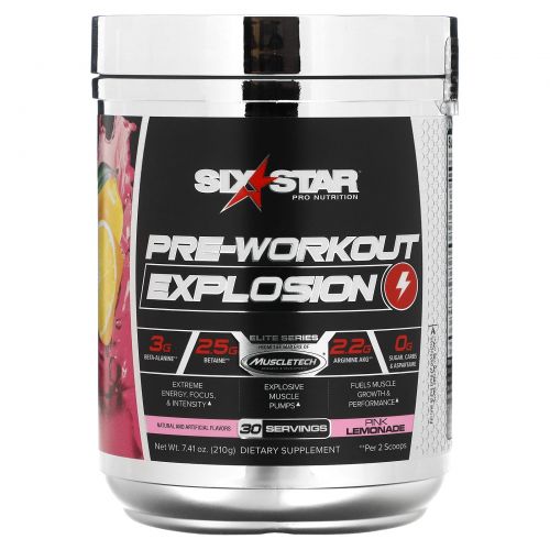Six Star, Elite Series, Pre-Workout Explosion, Pink Lemonade, 7.41 oz (210 g)