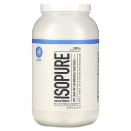 Isopure, протеиновый порошок с низким содержанием углеводов, ванильный крем, 1,36 кг (3 фунта)