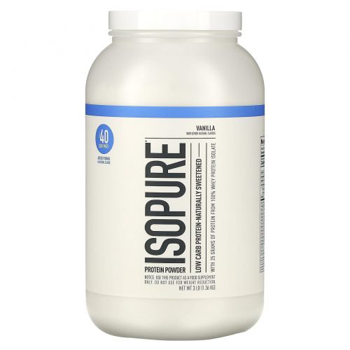 Isopure, протеиновый порошок с низким содержанием углеводов, ванильный крем, 1,36 кг (3 фунта)