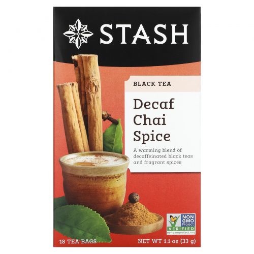 Stash Tea, Чай высшего сорта без кофеина, чай с пряностями, 18 чайных пакетиков, 1,1 унции (33 г)