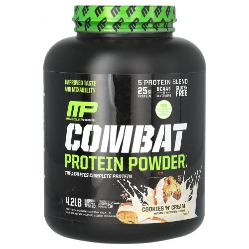 MusclePharm, Combat, протеиновый порошок, печенье и крем, 1906 г (4,2 фунта)