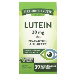 Nature's Truth, Lutein plus Zeaxanthin & Bilberry, 20 mg , 39 Quick Release Softgels