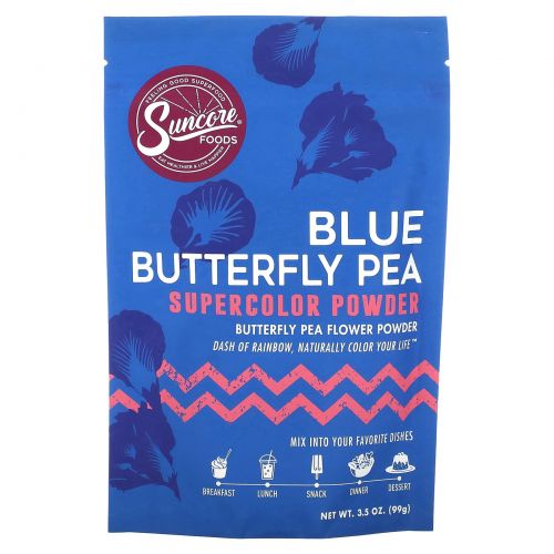 Suncore Foods, Blue Butterfly PEA, суперцветная пудра, 99 г (3,5 унции)