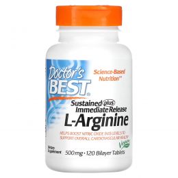 Doctor's Best, L-аргинин, 500 мг, 120 двухслойных таблеток