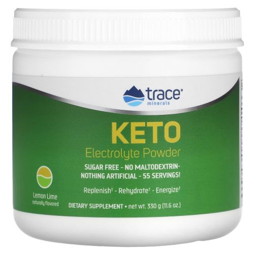 Trace Minerals Research, Keto Electrolyte Powder, Sugar Free, Lemon Lime Flavor, 11.6 oz (330 g)