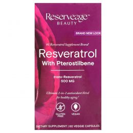 ReserveAge Nutrition, Ресвератрол с полностью натуральным птеростильбеном, 500 мг, 60 капсул на растительной основе