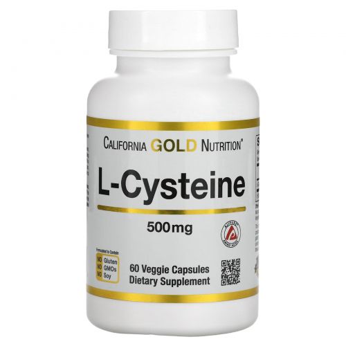 California Gold Nutrition, L-цистеин, AjiPure, 500 мг, 60 вегетарианских капсул