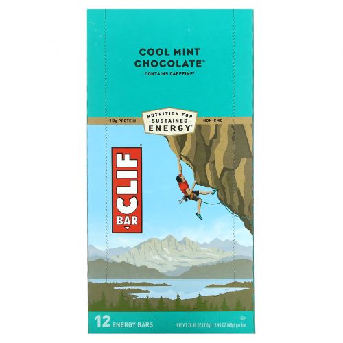 Clif Bar, Энергетические батончики с освежающим вкусом мятного шоколада, 12 шт. по  75г каждый