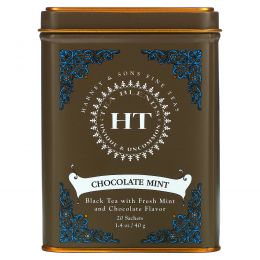 Harney & Sons, HT Tea Blend, со вкусом шоколада и мяты, 20 чайных саше, 40 г (1,4 унции)