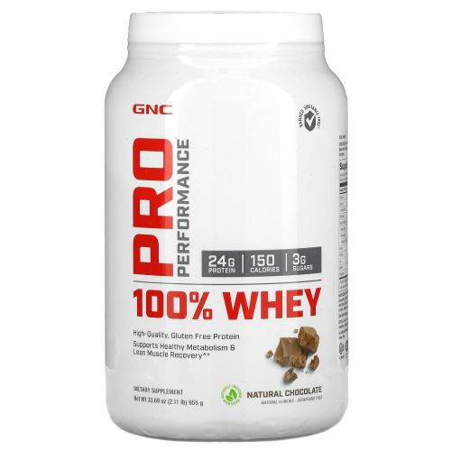 GNC, 100% Whey, Natural Chocolate, 2.11 lb (955 g)