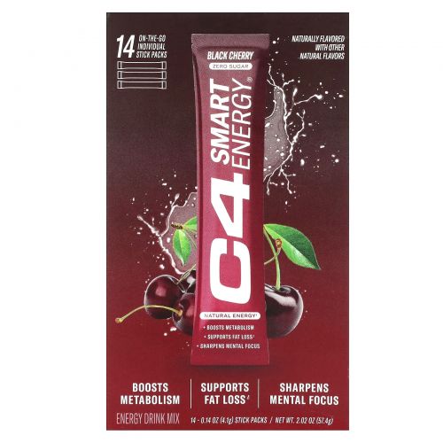 Cellucor, C4, Smart Energy, черная вишня, 14 пакетиков по 4,1 г (0,14 унции)