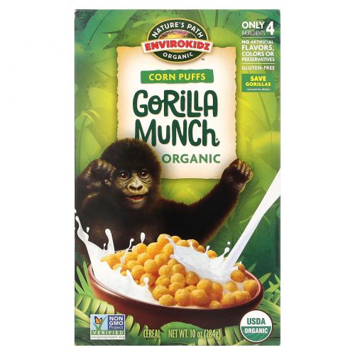 Nature's Path, EnviroKidz, Органические кукурузные шарики Gorilla Munch, 10 унций (284 г)