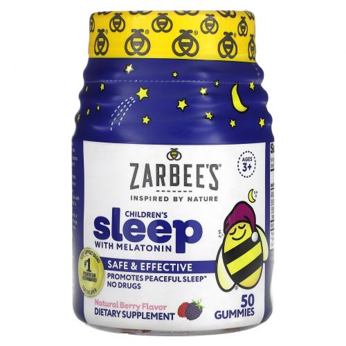 Zarbee's, Для здорового детского сна, с мелатонином, натуральный фруктовый аромат, 50 жевательных конфет