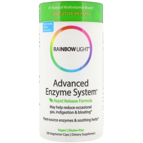 Rainbow Light, Дополнительные Ферменты Быстрого Высвобождения, 180 Капсул