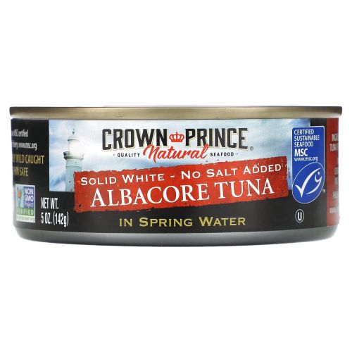 Crown Prince Natural, Длиннопёрый тунец в минеральной воде, 142 г (5 oz)