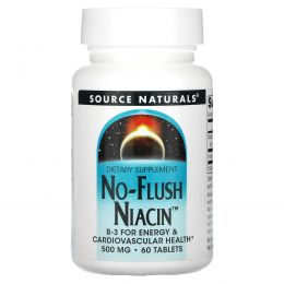 Source Naturals, Ниацин - никотиновая кислота без приливов жара, 500 мг, 60 таблеток