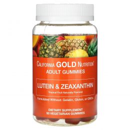 California Gold Nutrition, жевательные таблетки с лютеином и зеаксантином, вкус тропических фруктов, 90 вегетарианских жевательных таблеток