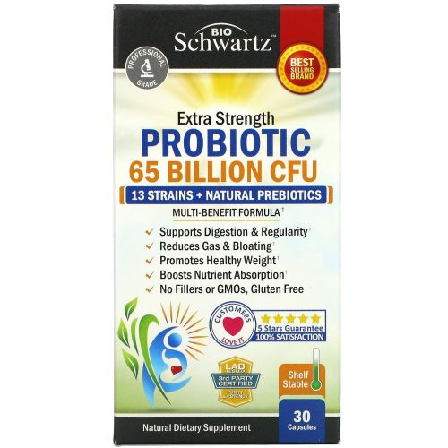 BioSchwartz, Extra Strength Probiotic, 65 Billion CFU, 30 Capsules