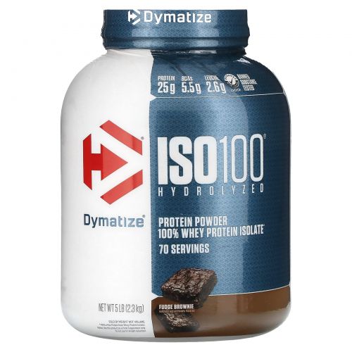 Dymatize Nutrition, ISO-100 гидролизированный, 100%-ный сывороточный изолят белка, мягкое брауни, 5 фунтов (2,27 кг)