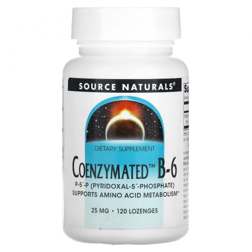 Source Naturals, Витамин B-6 с коферментами, 25 мг под язык, 120 таблеток