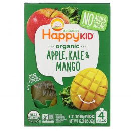 Nurture Inc. (Happy Baby), Happy Squeeze, органические суперпродукты, Twist, органические яблоко, капуста и манго, 4 упаковки, 3,17 унции (90 г) в каждой