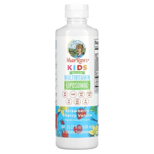 MaryRuth Organics, липосомальные мультивитамины, для детей от 4 до 13 лет, со вкусом клубники, вишни и ванили, 450 мл (15,22 жидк. унции)