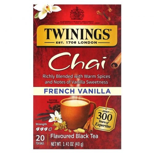 Twinings, Chai, французская ваниль, 20 чайных пакетиков, 40 г (1,41 унции)