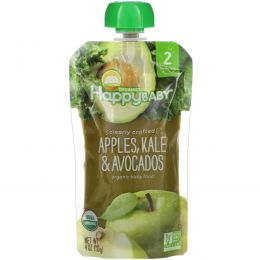 Nurture Inc. (Happy Baby), Органическое детское питание,  2-й этап, 6+ месяцев, яблоко, капуста и авокадо, 4,0 унции(113 г)